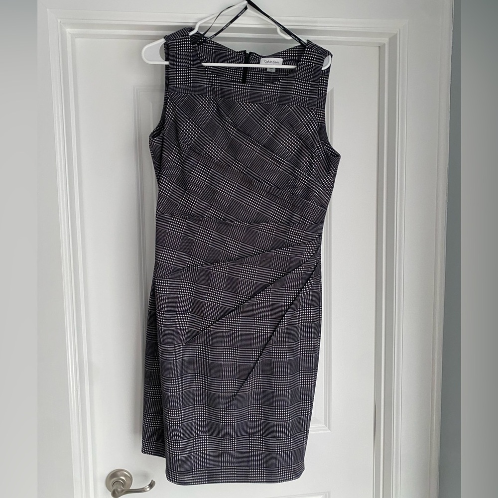 Calvin Klein Black and White Plaid Dress
